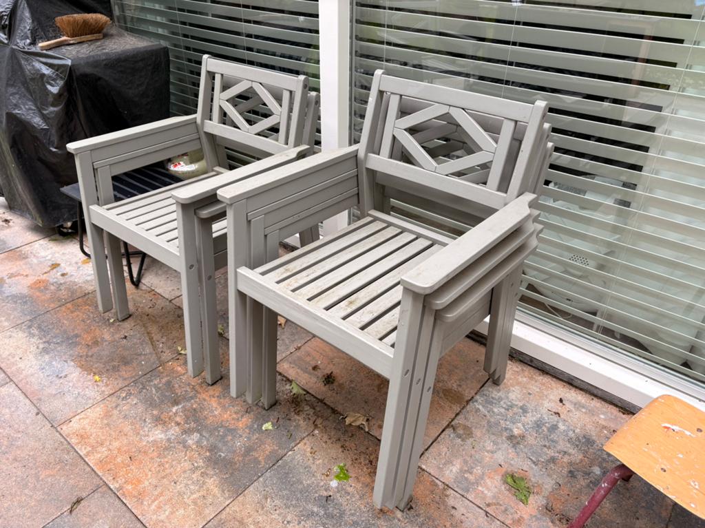 6 Ikea Bondholmen tuinstoelen, Ophalen, Gebruikt, Hout
