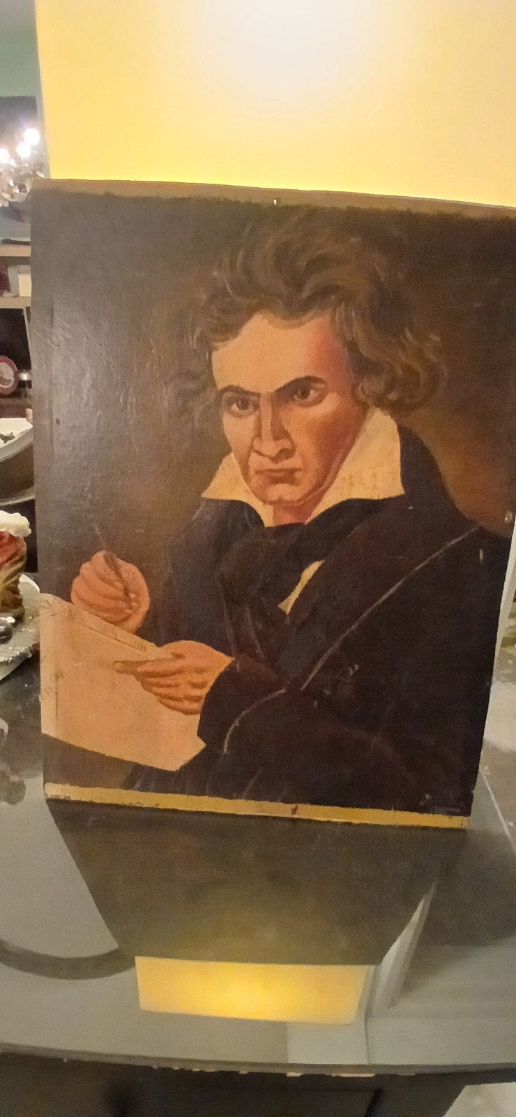 Uniek geschilderd portret op spaanplaat, Ophalen, Portret of Personen, Overige ondergronden, Olieverf