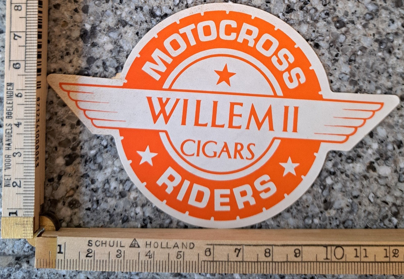 Vintage sticker Motorcross Riders Willem II sigars, Verzamelen, Stickers, Zo goed als nieuw, Ophalen of Verzenden
