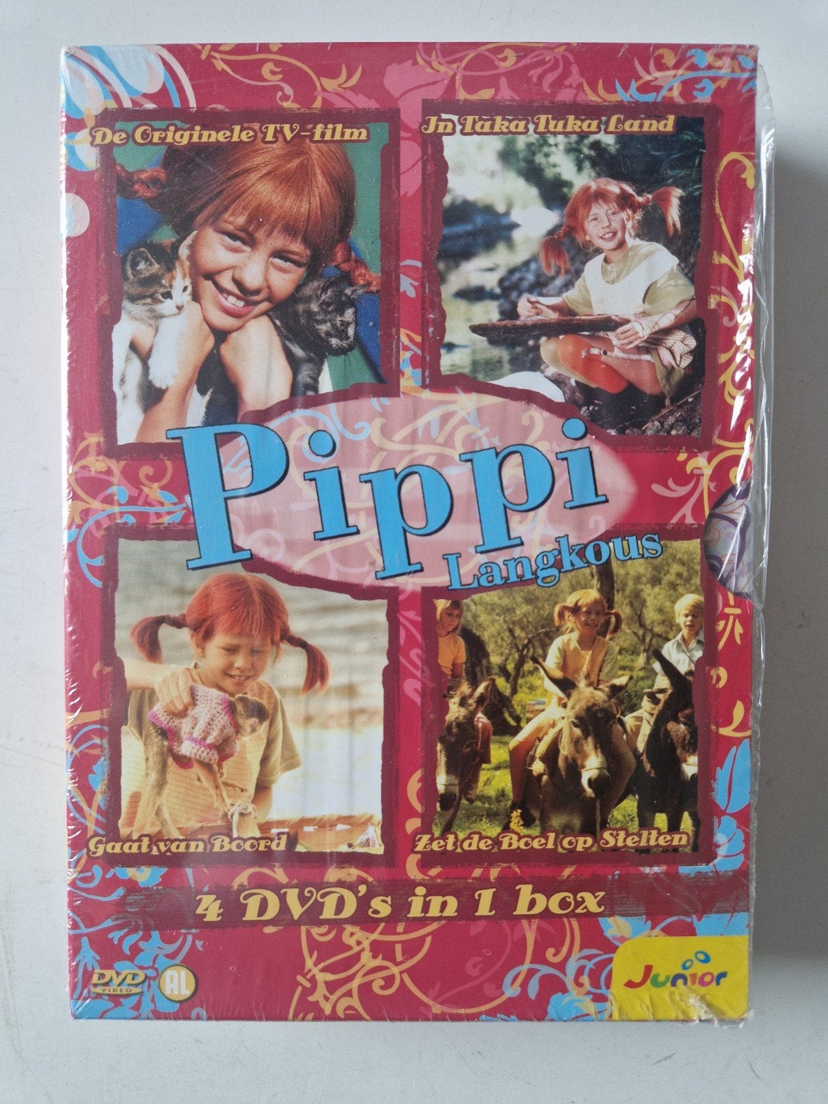 Pippi Langkous - 4 DVD's in 1 box - Nieuw in verpakking, Gebruikt, Verzamelbox, Alle leeftijden, Nederlands