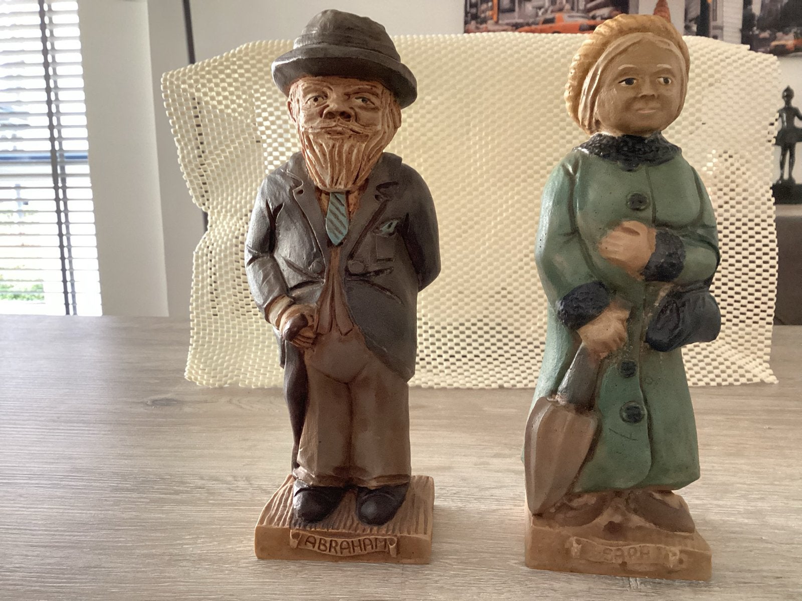 Stenen beelden Abraham en Sarah, Groep mensen, Ophalen of Verzenden, Handgemaakt, 20 - 50 cm