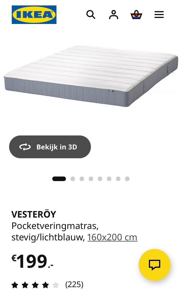 Ikea vesteroy pocketverings matras 160X200 20 dik, Ophalen, Gebruikt, Tweepersoons, 200 cm