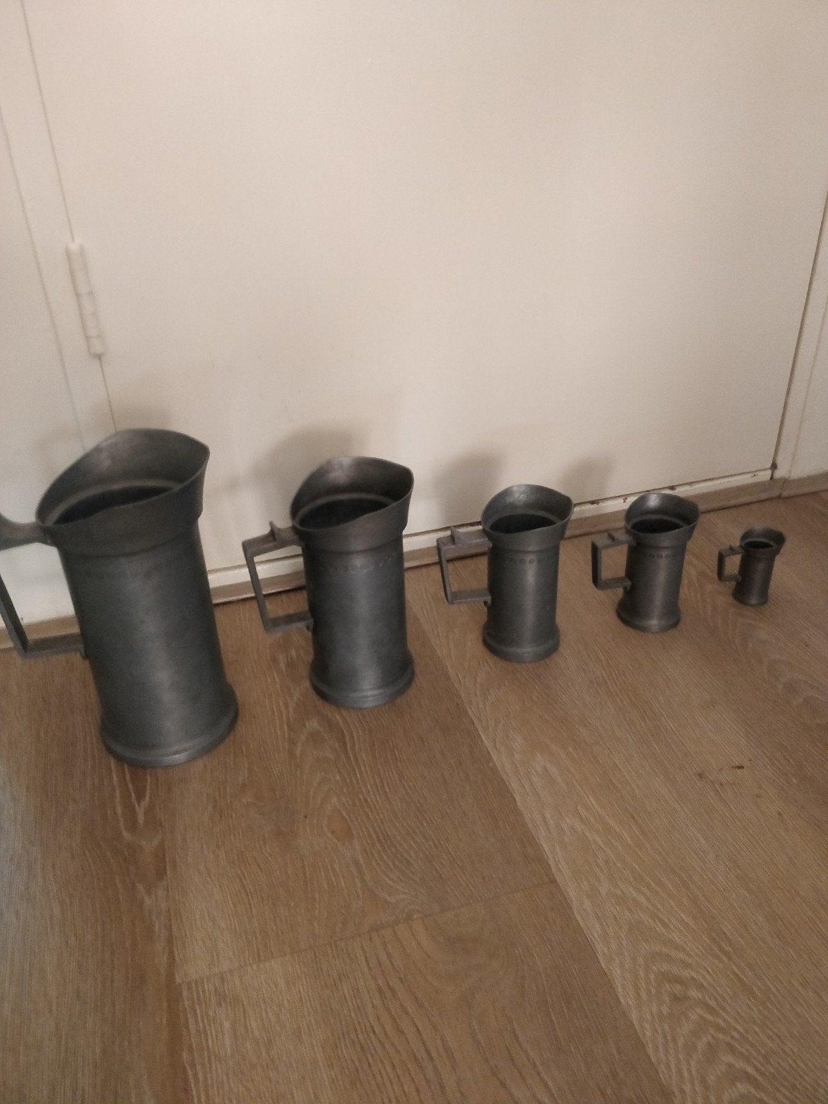Set van 5 antieke tinnen kannen/mokken, Antiek en Kunst, Ophalen of Verzenden