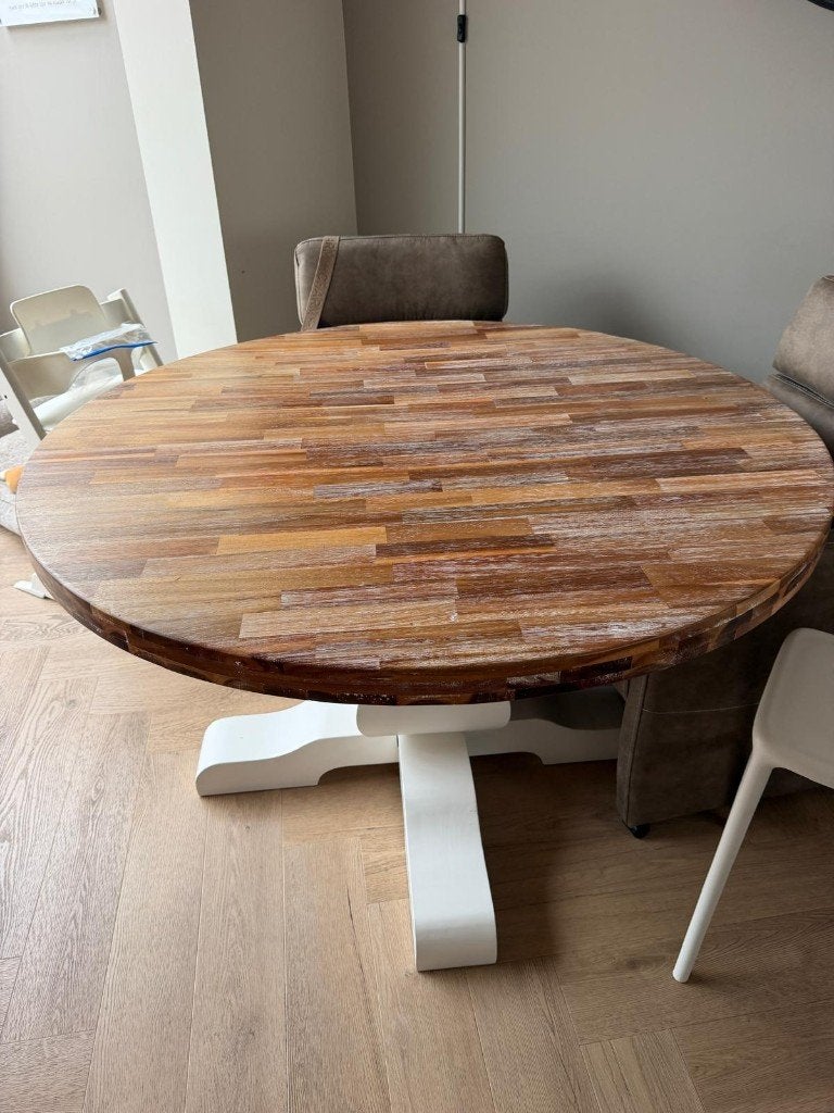 ronde landelijke tafel 130cm, Huis en Inrichting, Tafels | Eettafels, Ophalen, Gebruikt, Rond, Landelijk