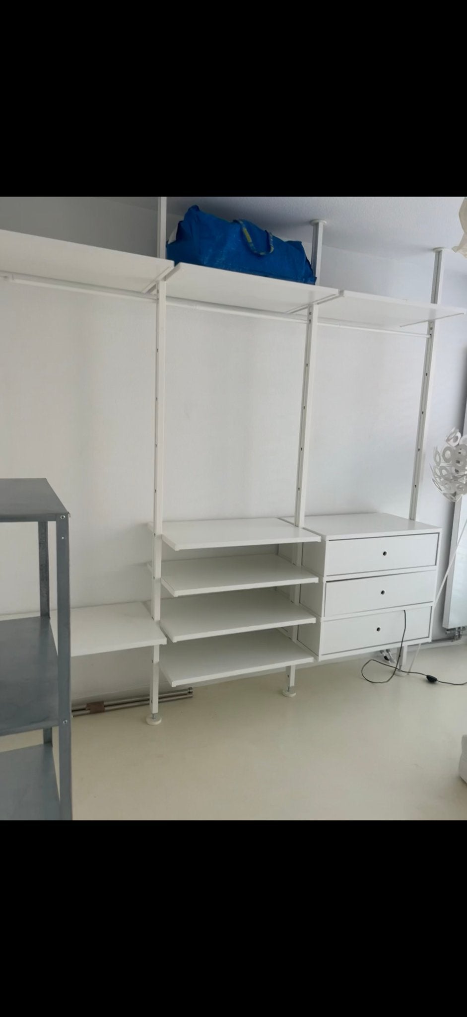 IKEA ELVARLI open kledingkast systeem - wit, modulair, Ophalen, 200 cm of meer, Zo goed als nieuw, Metaal