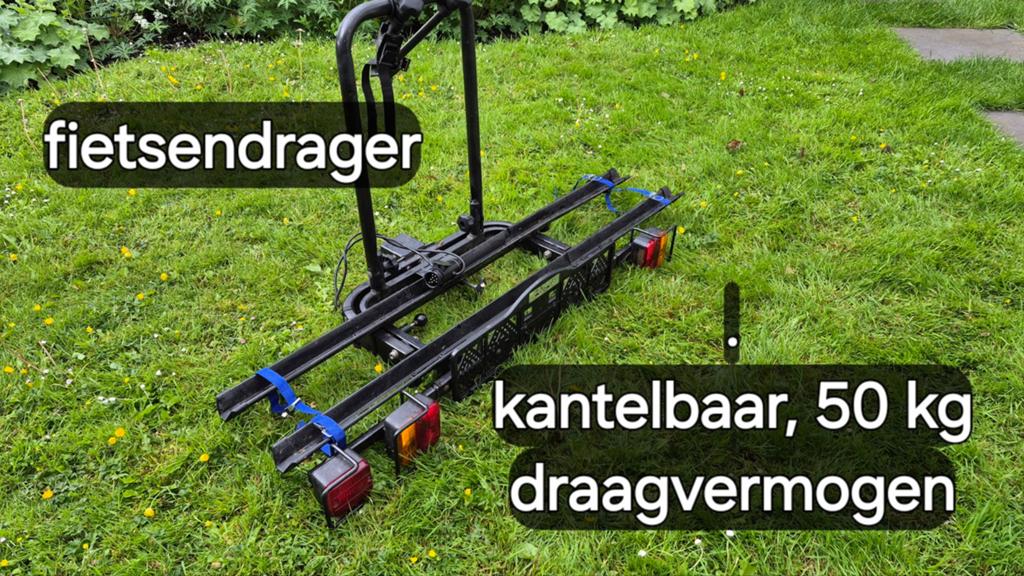 Kantelbare fietsendrager, Ophalen, 2 fietsen, Gebruikt, Trekhaakdrager