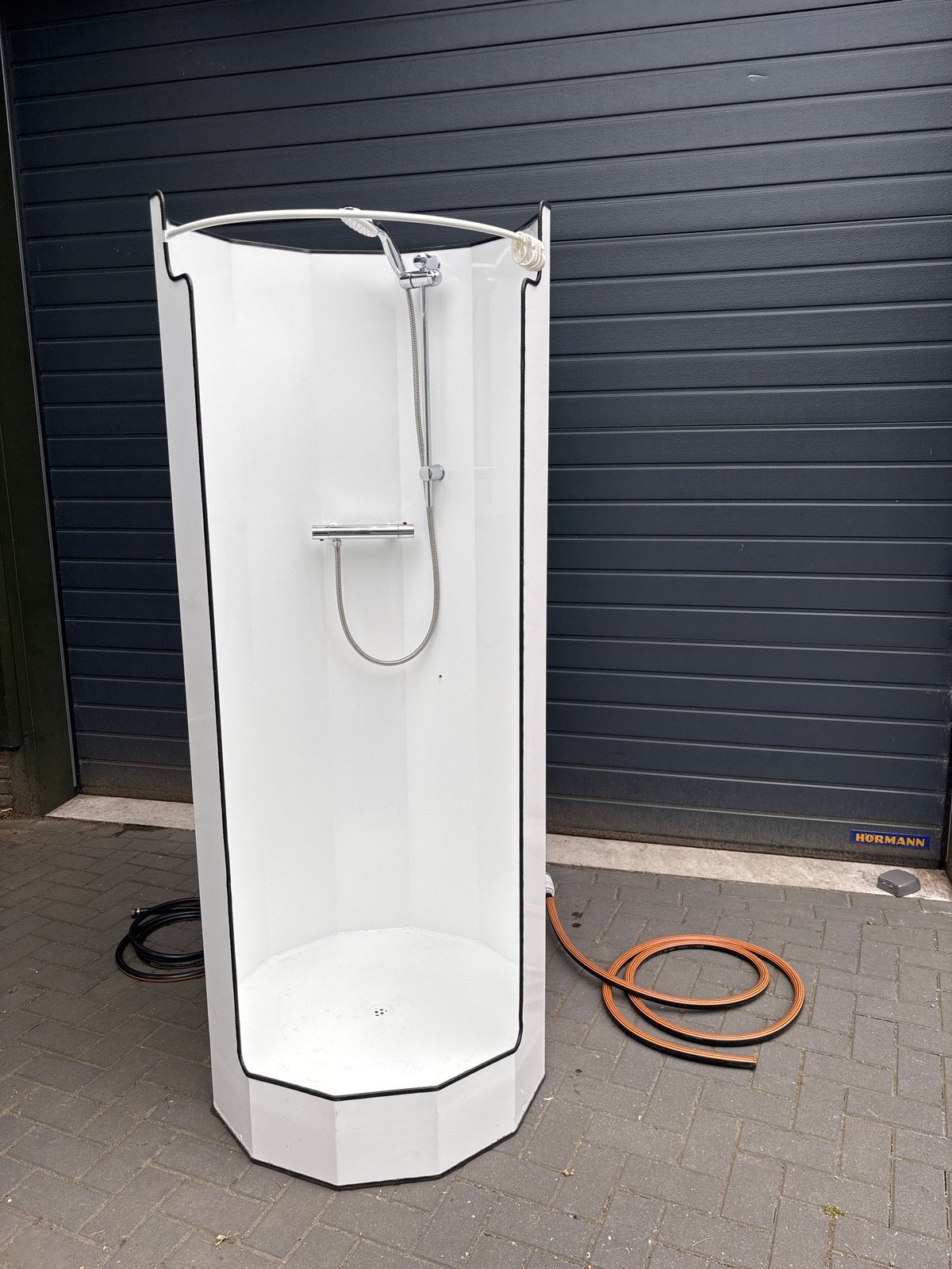 Mobiele nooddouche met boiler en pomp advertentie 1, Ophalen, Gebruikt, Chroom, Douche