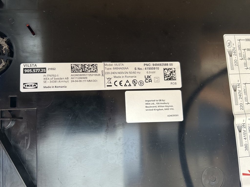Ikea Vilsta Inductiekookplaat 59 cm, Witgoed en Apparatuur, Kookplaten, Ophalen, 4 kookzones, Zo goed als nieuw, Inbouw