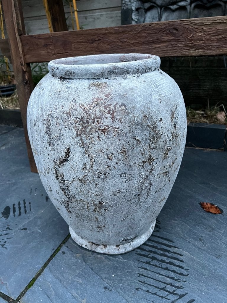 Keramiek pot uit Bali Indonesie stoer sober van kleur 42cm, 25 tot 40 cm, Verburgt Vintage, Ophalen of Verzenden, https://verburgtvintage.nl/#contact