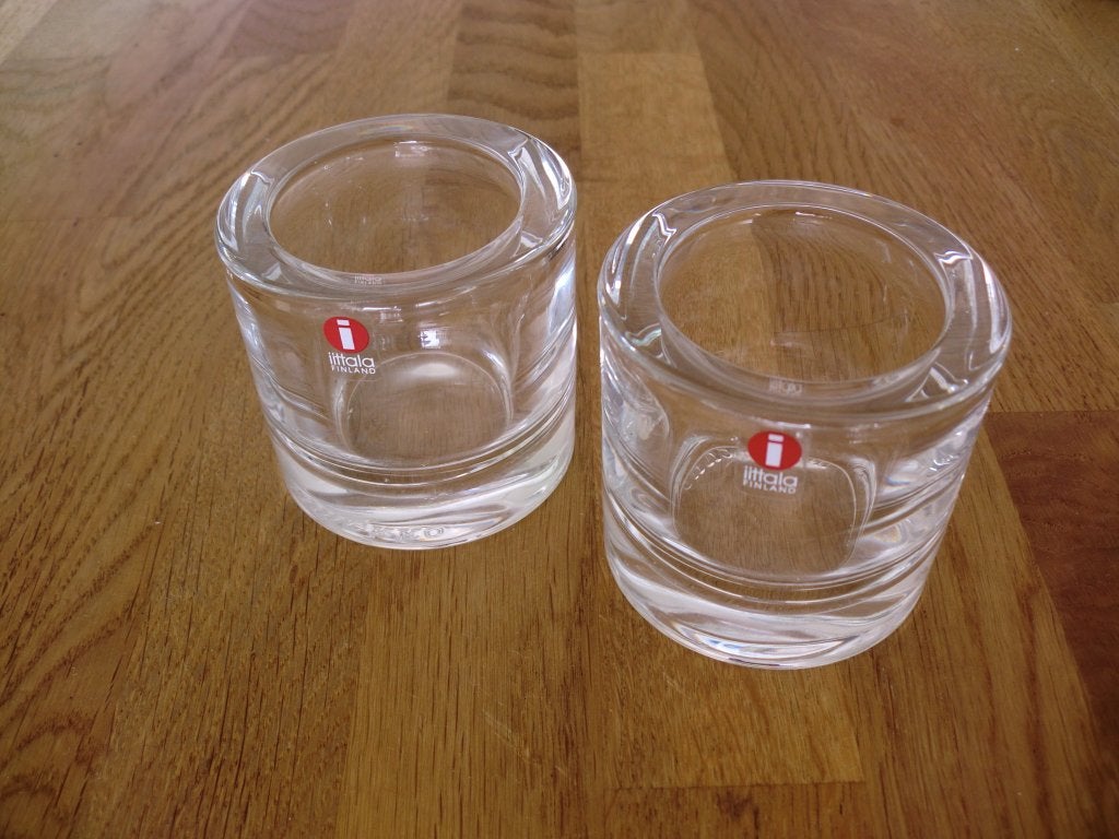 Set van 2 Iittala Kivi Marimekko waxinelichthouders, Ophalen of Verzenden, Iittala, Glas, Zo goed als nieuw