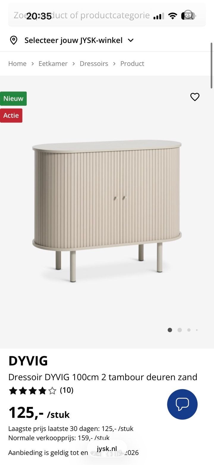 DYVIG dressoir van de Jysk, Ophalen, Zo goed als nieuw, 25 tot 50 cm