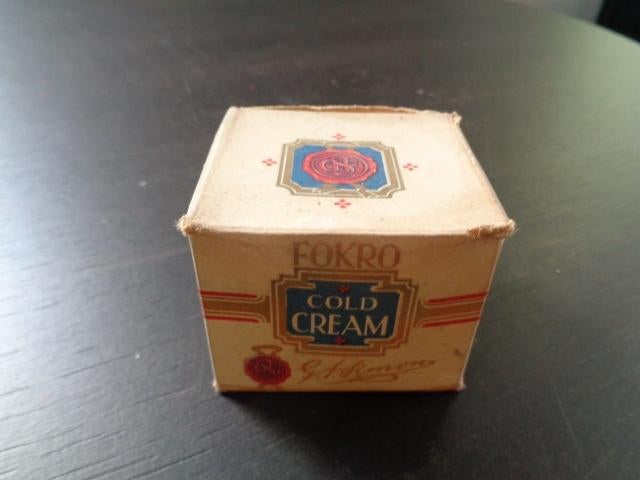 Oud doosje + potje Fokro Cold Cream., Ophalen of Verzenden, Gebruikt, Verpakking