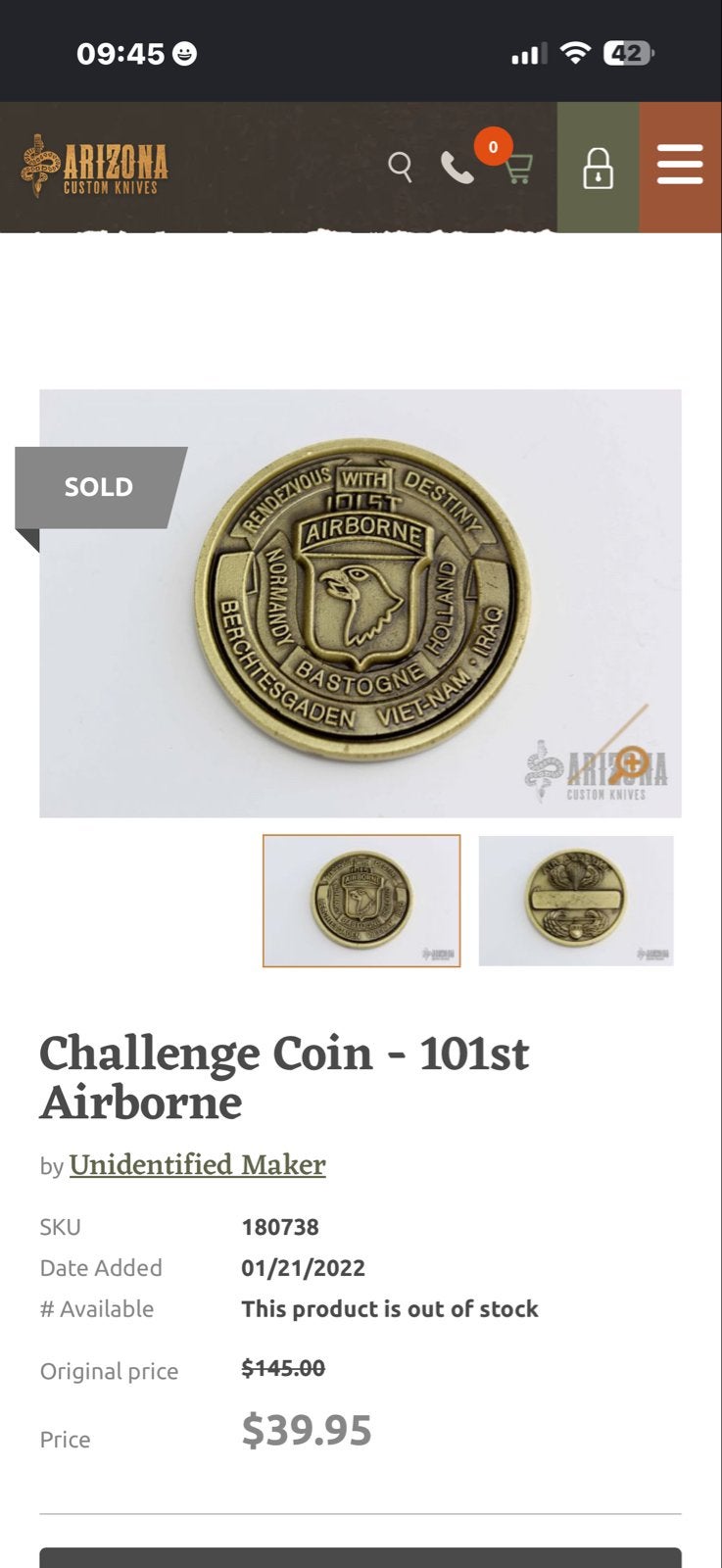 Challenge Coin - 101st Airborne, Ophalen of Verzenden, Landmacht, Amerika, Overige typen