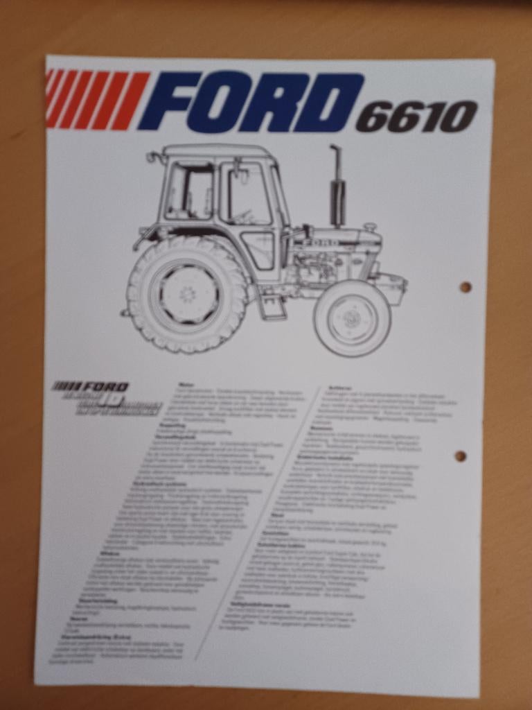 Folder Ford 6610 tractor, Ophalen of Verzenden, Gelezen, Tractor en Landbouw