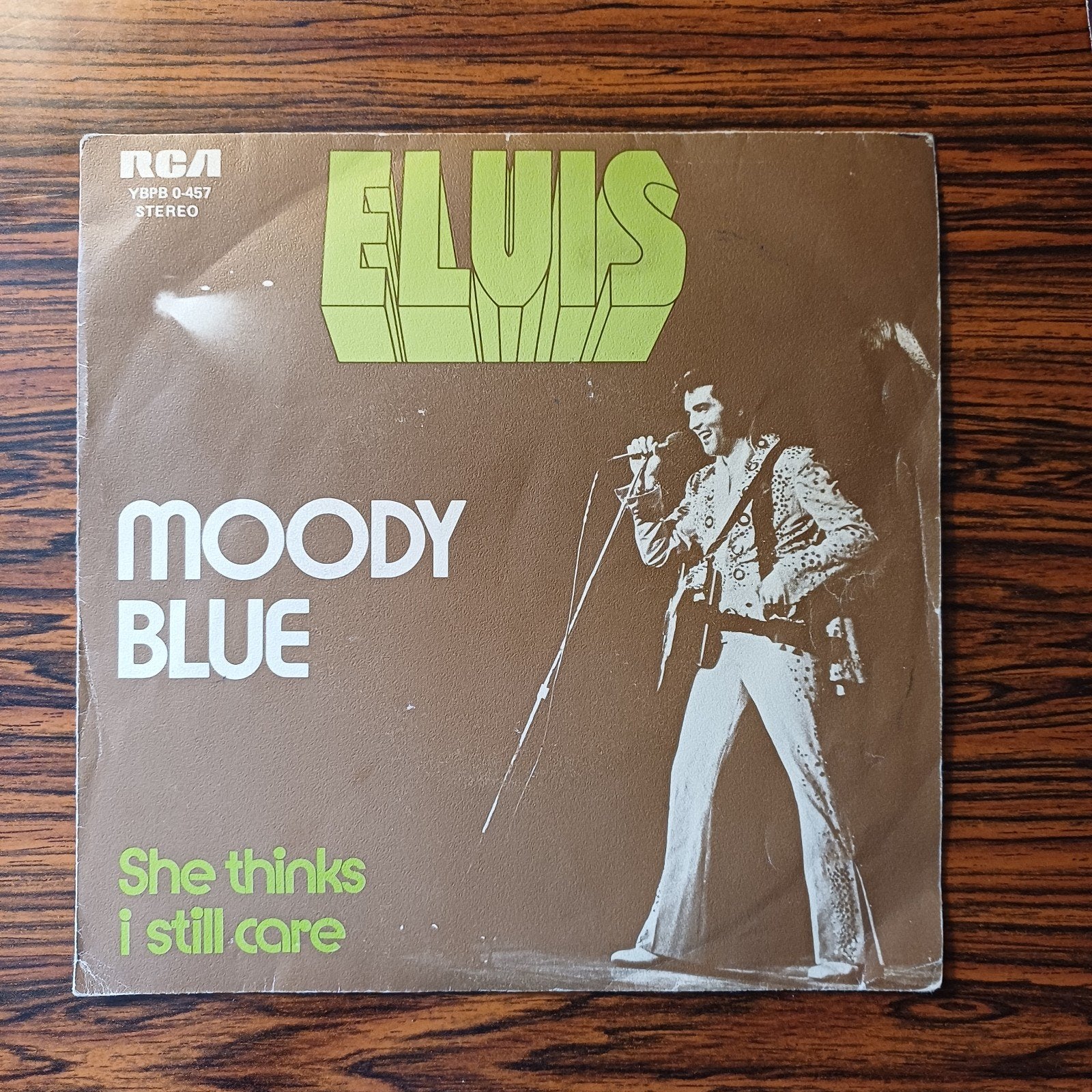 Elvis Presley - Moody Blue / She Thinks I Still Care, Cd's en Dvd's, Gebruikt, Originele persing, 7 inch, Ophalen of Verzenden