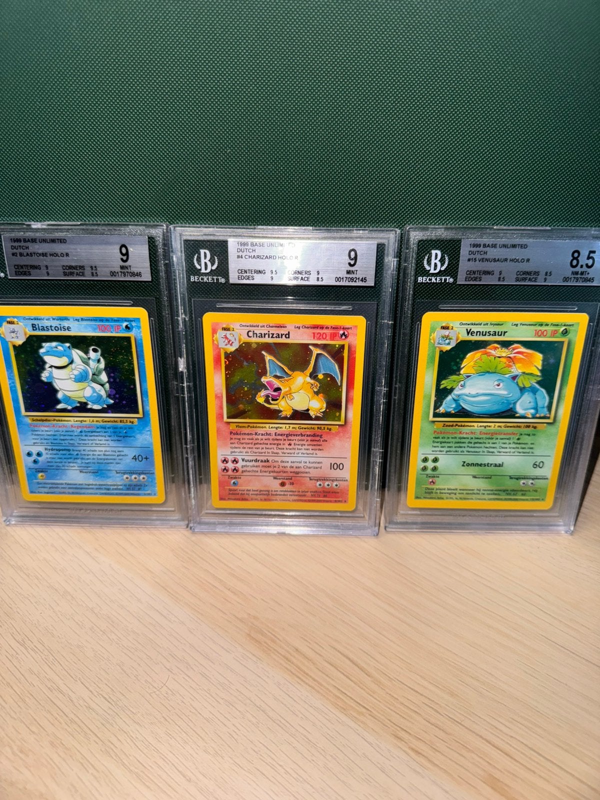 NL Base set Charizard - Blastoise - Venusaur PSA/Beckett 9, Ophalen, Zo goed als nieuw