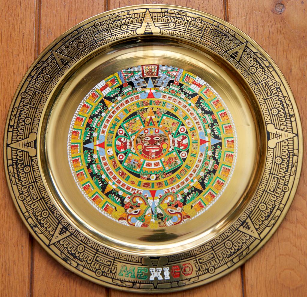Azteekse kalender, vintage Mexicaans souvenir, Ophalen of Verzenden