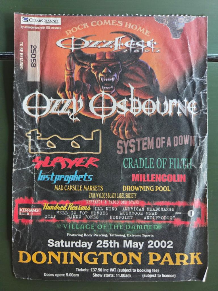 Concertkaart Ozzfest 2002 met Ozzy, Slayer, Tool e.v.a., Ophalen of Verzenden, Gebruikt, Overige typen