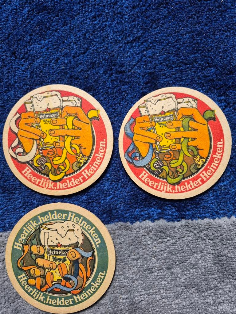 3 unieke Heineken Carnaval bierviltjes, Ophalen of Verzenden, Gebruikt, Viltje(s), Heineken
