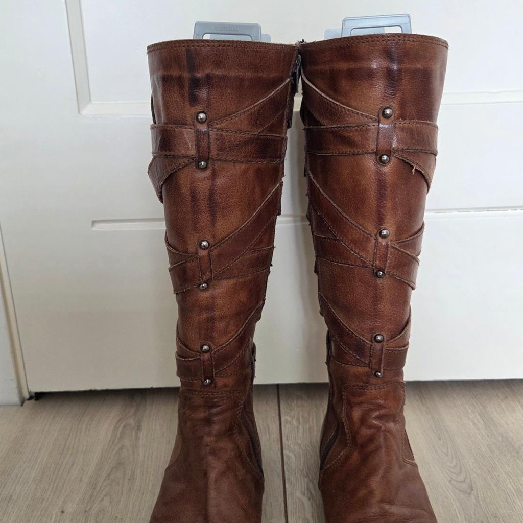 Leren bruine laarzen van JJ Footwear, Kleding | Dames, Schoenen, Hoge laarzen, Ophalen of Verzenden, Gedragen, Bruin