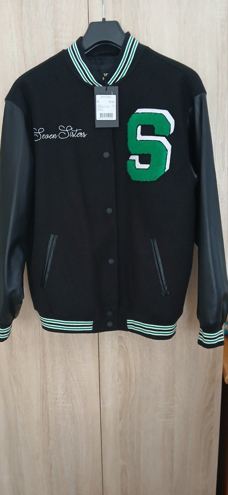 Nieuwe seven sisters bomber leatherlook jas mt, Ophalen of Verzenden, Nieuw, Zwart