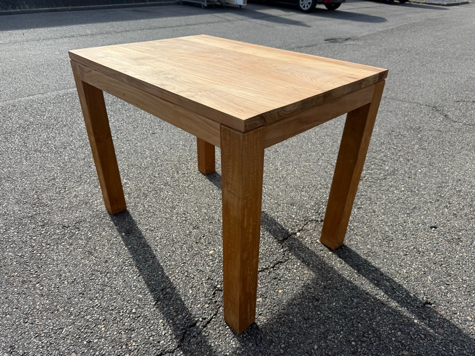 Robuuste teakhouten tafel 100x70x78, Huis en Inrichting, Tafels | Eettafels, Ophalen, Gebruikt, 50 tot 100 cm, Tot twee personen