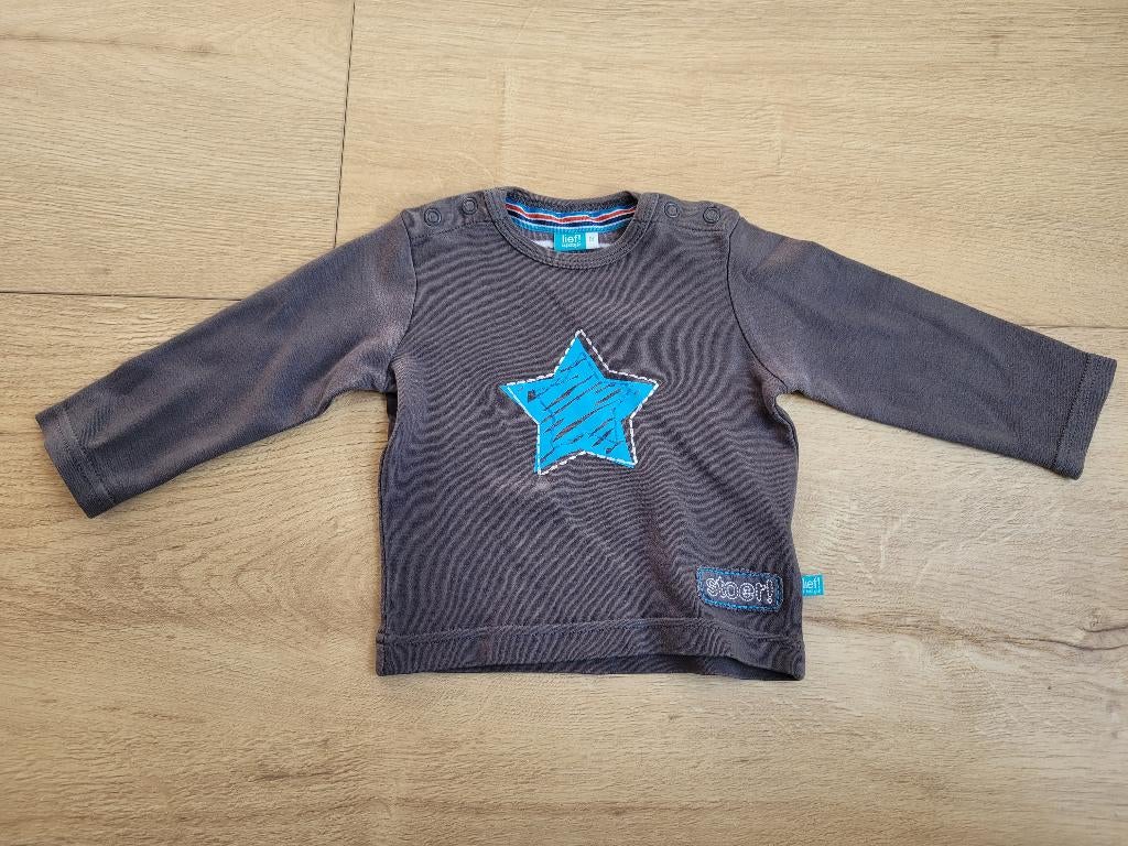 LIEF grijze longsleeve met opdruk maat 62 ~ MS3127, Kinderen en Baby's, Babykleding | Maat 62, Lief!, Ophalen of Verzenden, Zo goed als nieuw
