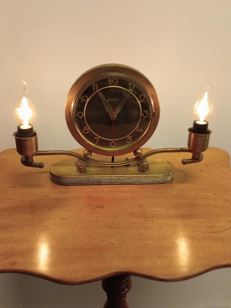Vintage Hilbrink tafelklok met verlichting, Art Deco, Ophalen of Verzenden