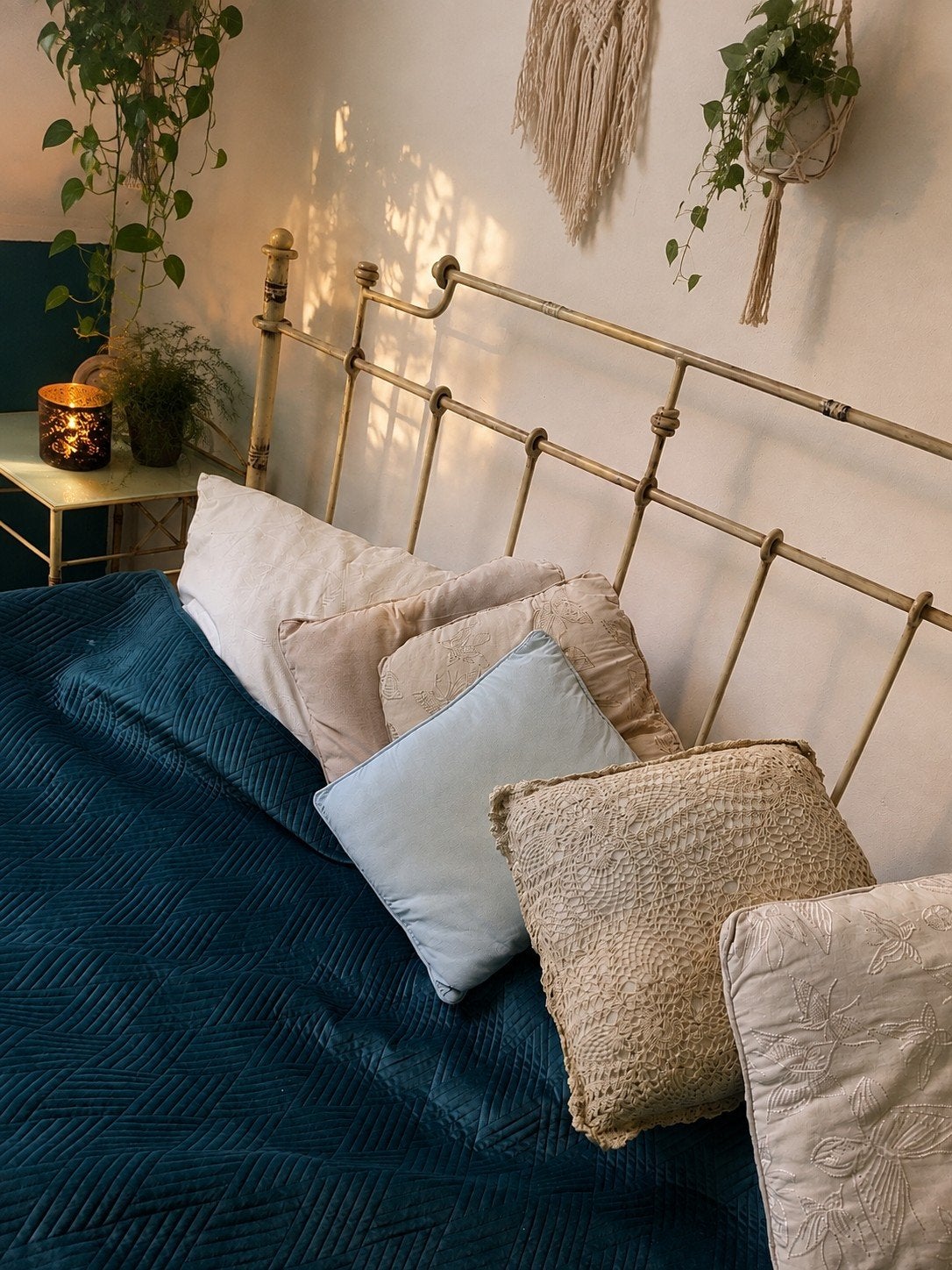 Unieke Vintage Gietijzeren Hemelbed met bijpassende Set, Ophalen, Gebruikt, Tweepersoons