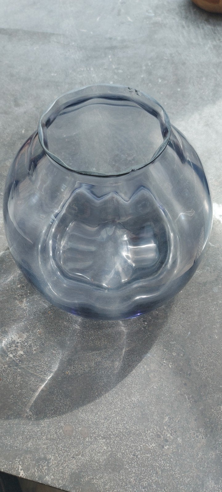 Mooie art deco vaas Leerdam rond 1930, Huis en Inrichting, Handgemaakt, Blauw, Ophalen of Verzenden, 20 cm