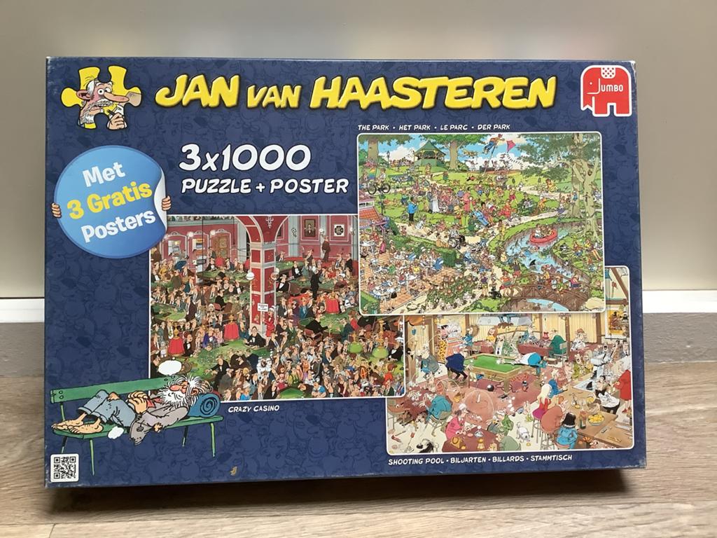 Jan van Haasteren 3x1000 stukjes puzzel, Ophalen of Verzenden, 500 t/m 1500 stukjes, Zo goed als nieuw, Legpuzzel