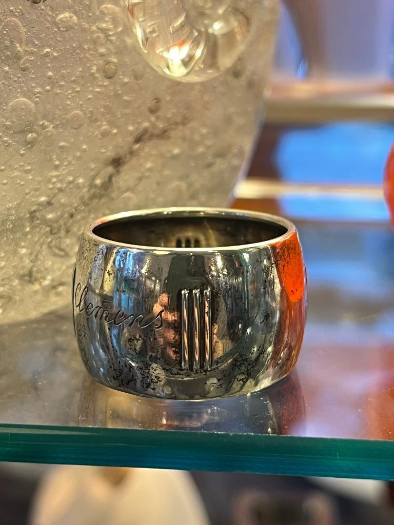Zilveren kleine servetring / vingerdoekring, gegraveerd, Antiek en Kunst, Ophalen of Verzenden, Zilver