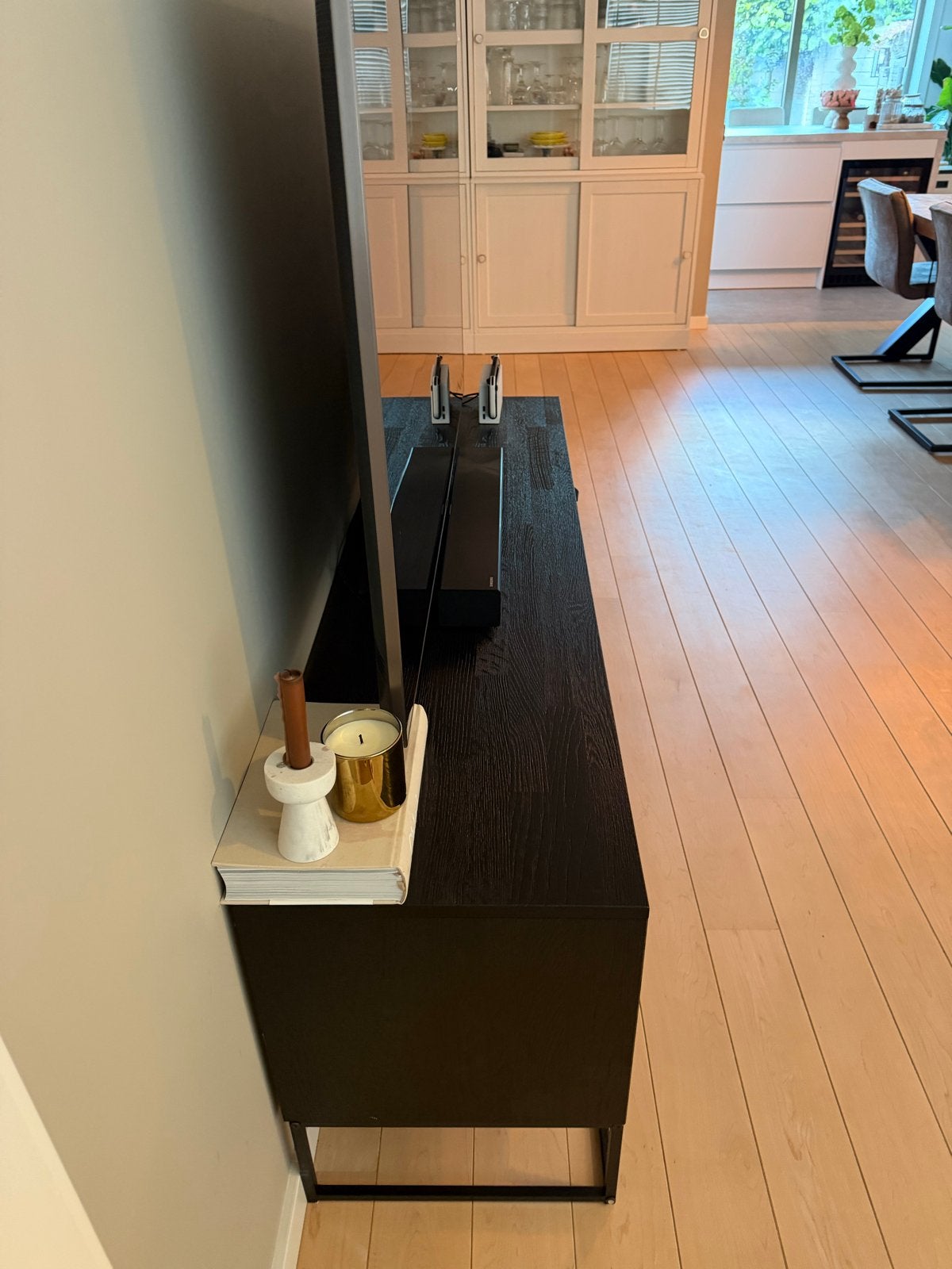 WOOOD Silas TV-meubel 180 cm essen blacknight, Ophalen, 150 tot 200 cm, Zo goed als nieuw, Minder dan 100 cm