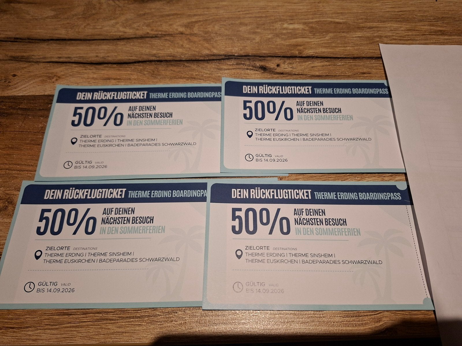4x 50% korting op 4 thermen in Duitsland, Tickets en Kaartjes, Drie personen of meer, Kortingsbon