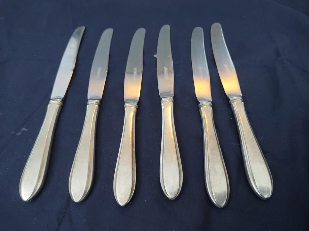 6 Diner messen Gero 90 verzilverd., Ophalen of Verzenden