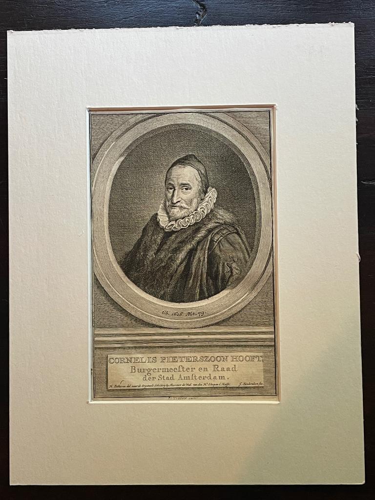 Cornelis Pieterszoon Hooft - Tirion Houbraken 1760 - P0702, Antiek en Kunst, Ophalen of Verzenden, Ets, 1700 - 1799