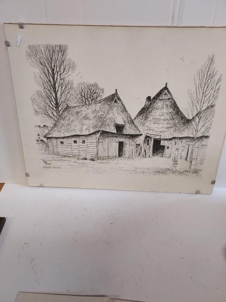 Tekening van Orvelte Drenthe, Antiek en Kunst, Ophalen