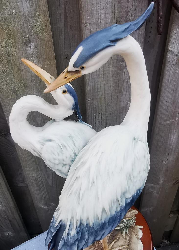 Vintage beeld reigers +-38cm hoog mooi gedetailleerd Miekje, Ophalen, Zo goed als nieuw, Hond of Kat, Beeldje of Figuurtje