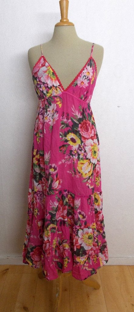 100% katoenen Ibiza/bohemian maxi stroken print jurk! M, Maat 38/40 (M), Ophalen of Verzenden, Zo goed als nieuw, Roze