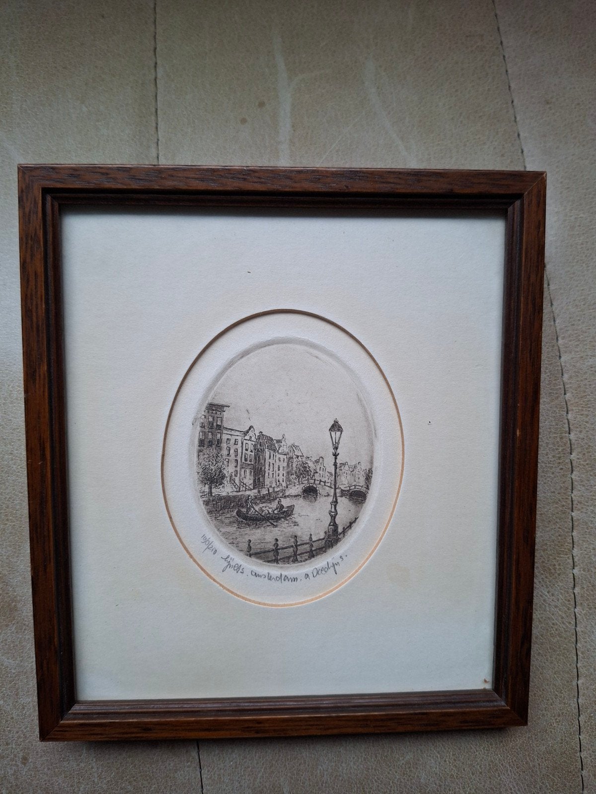 Anna Doedijns - Gracht in Amsterdam (lijnets), 1950 - 1999, Genummerd, Ophalen of Verzenden, Overige technieken
