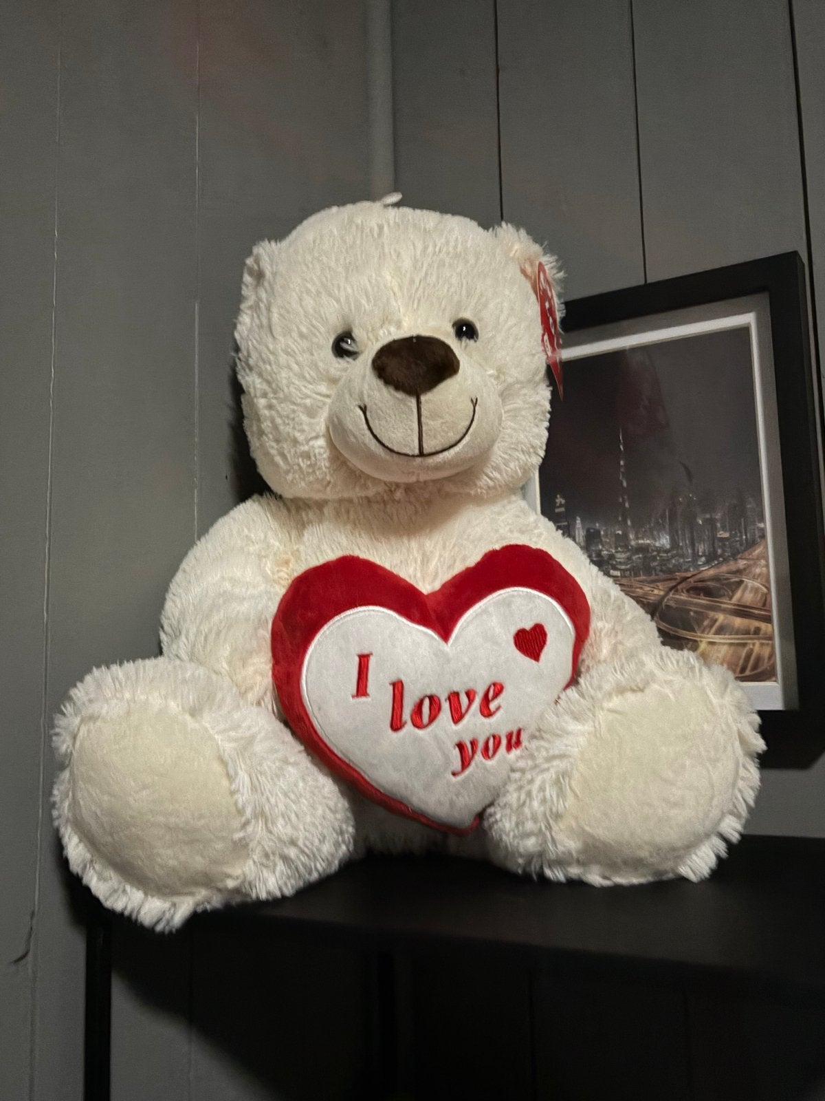 Grote witte teddybeer met 'I love you' hart, Overige merken, Overige karakters, Beer, Ophalen of Verzenden