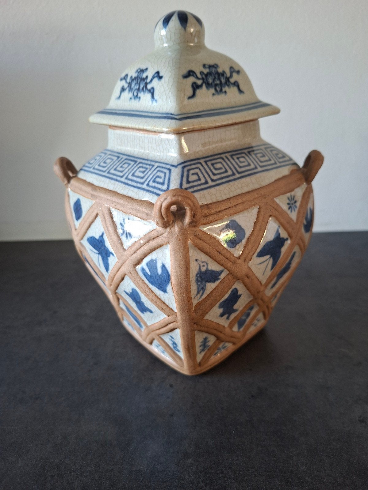 Chinese gemberpot met blauw-wit decor, Ophalen of Verzenden