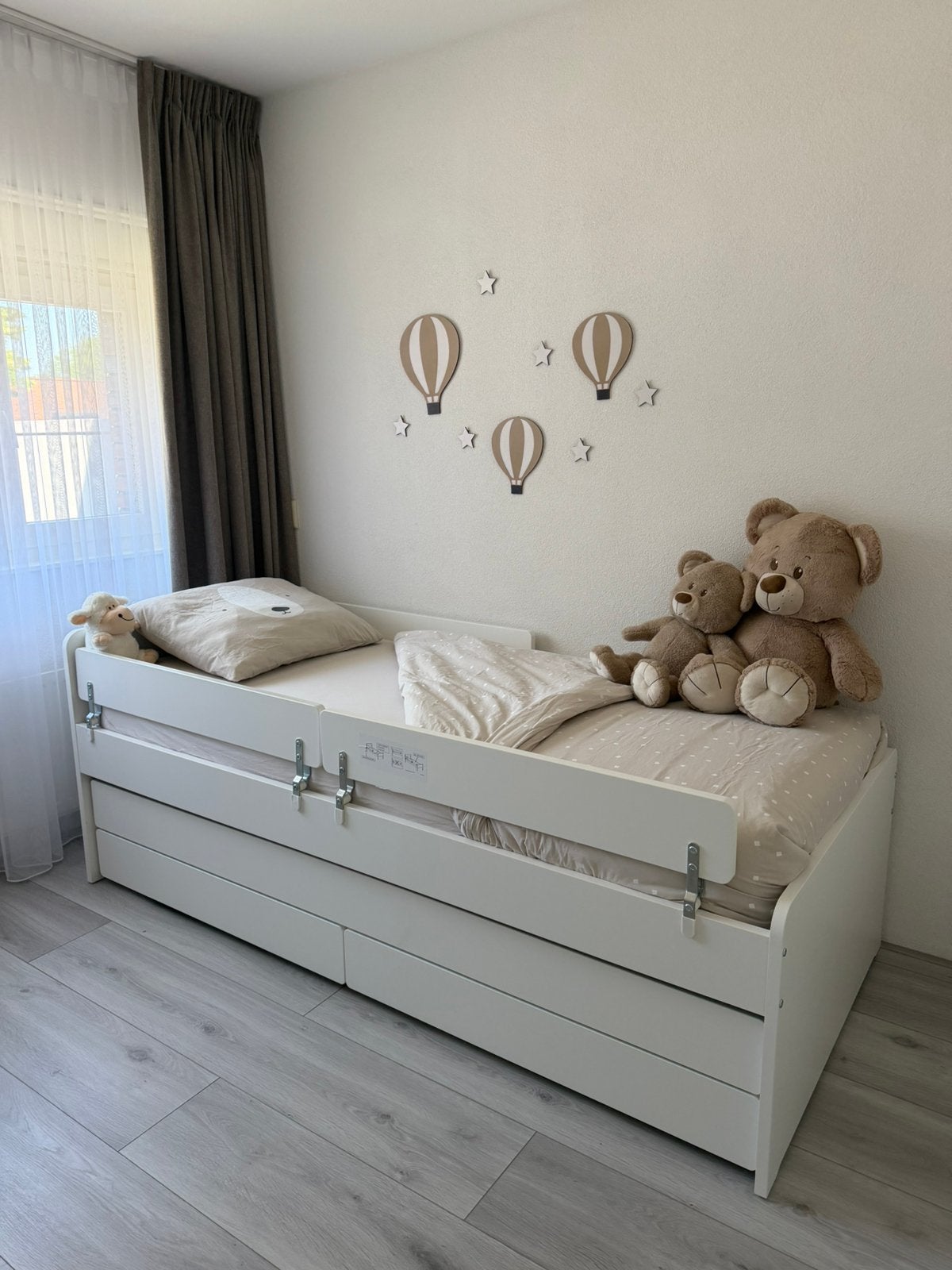 IKEA SLÄKT bed met onderbed/opberger + matras + 3 hekjes, Ophalen, 85 tot 100 cm, Zo goed als nieuw, Matras
