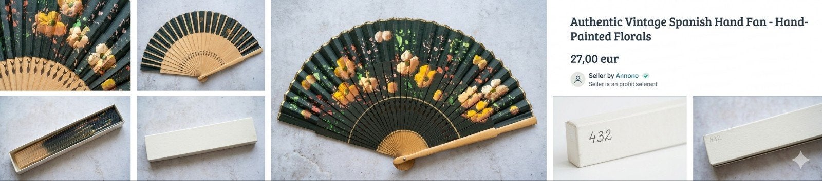 Vintage jaren 60 Japanse sensu 40cm + doos, Antiek en Kunst, Ophalen