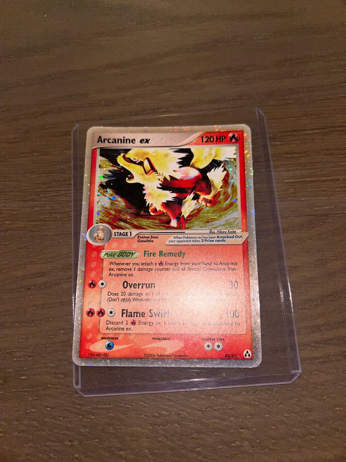 Arcanine ex Pokémon kaart (2006) ex legend maker, Ophalen of Verzenden, Zo goed als nieuw, Losse kaart, Foil