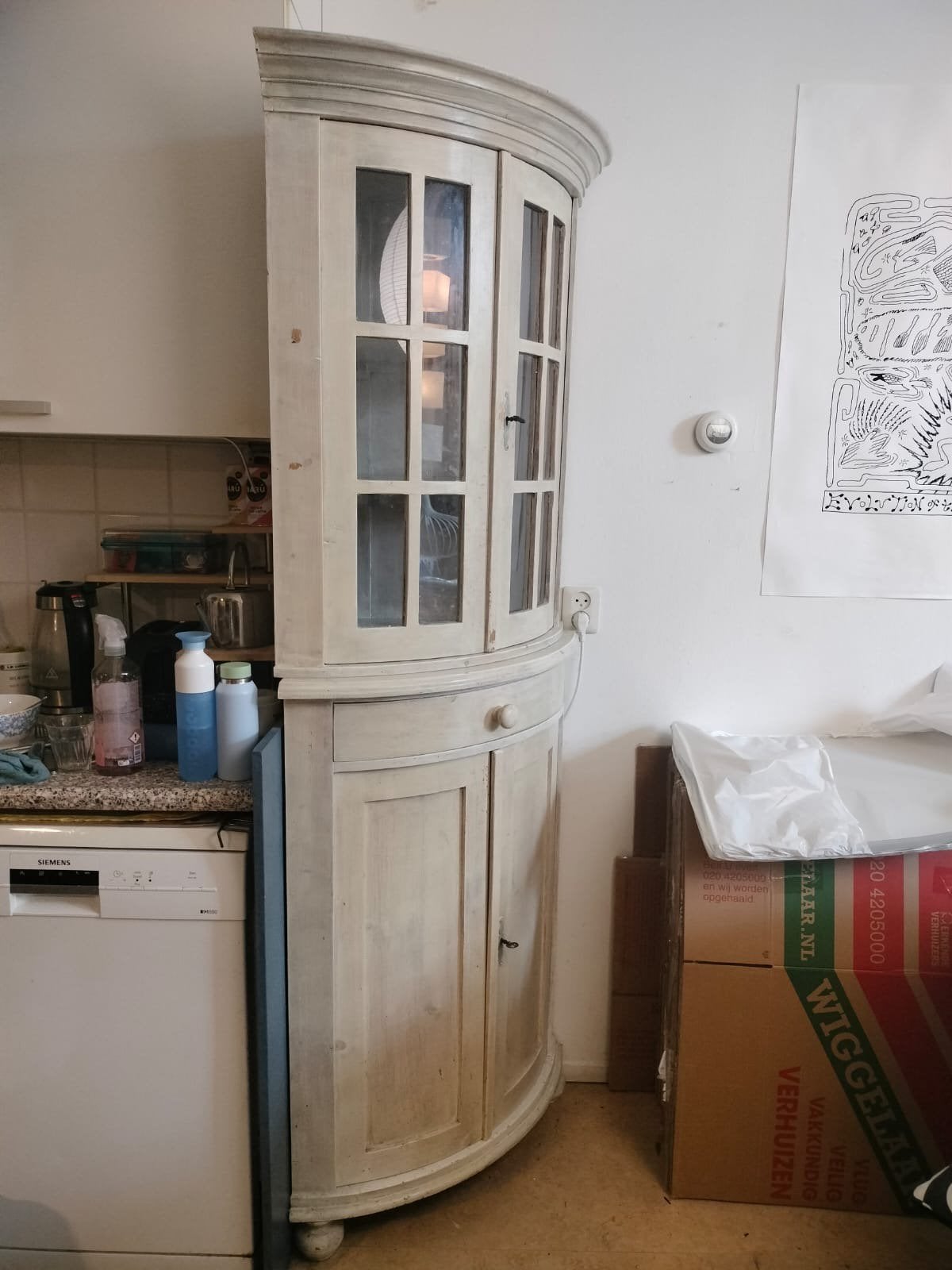 Hoekkast vintage, Ophalen, 50 tot 100 cm, Zo goed als nieuw, Minder dan 100 cm