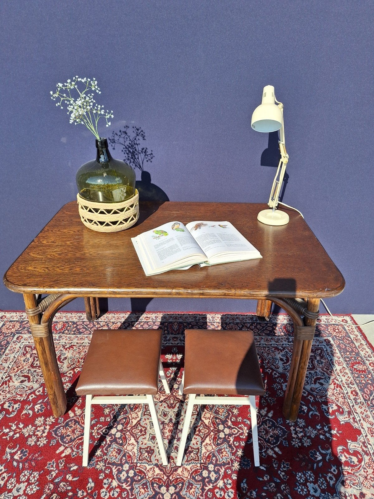 Vintage manou bureau tafel, dinnertable, eettafel, tafeltje, Ophalen, Gebruikt, Vintage, Overige materialen