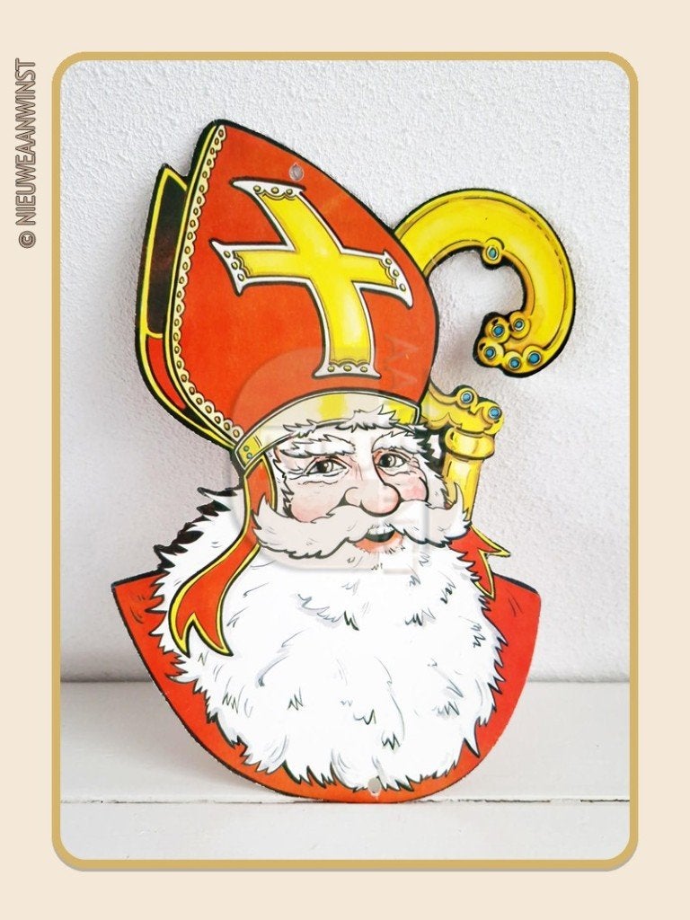 Nostalgische Sinterklaasdecoratie Sinterklaas hoofd - 25cm, Verzenden, Zo goed als nieuw
