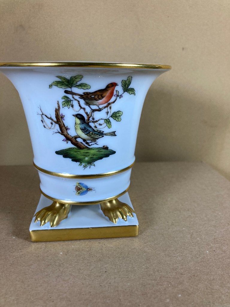 Herend Rothschild vaas op 4 klauwpoten 10 cm, Antiek en Kunst, Ophalen of Verzenden