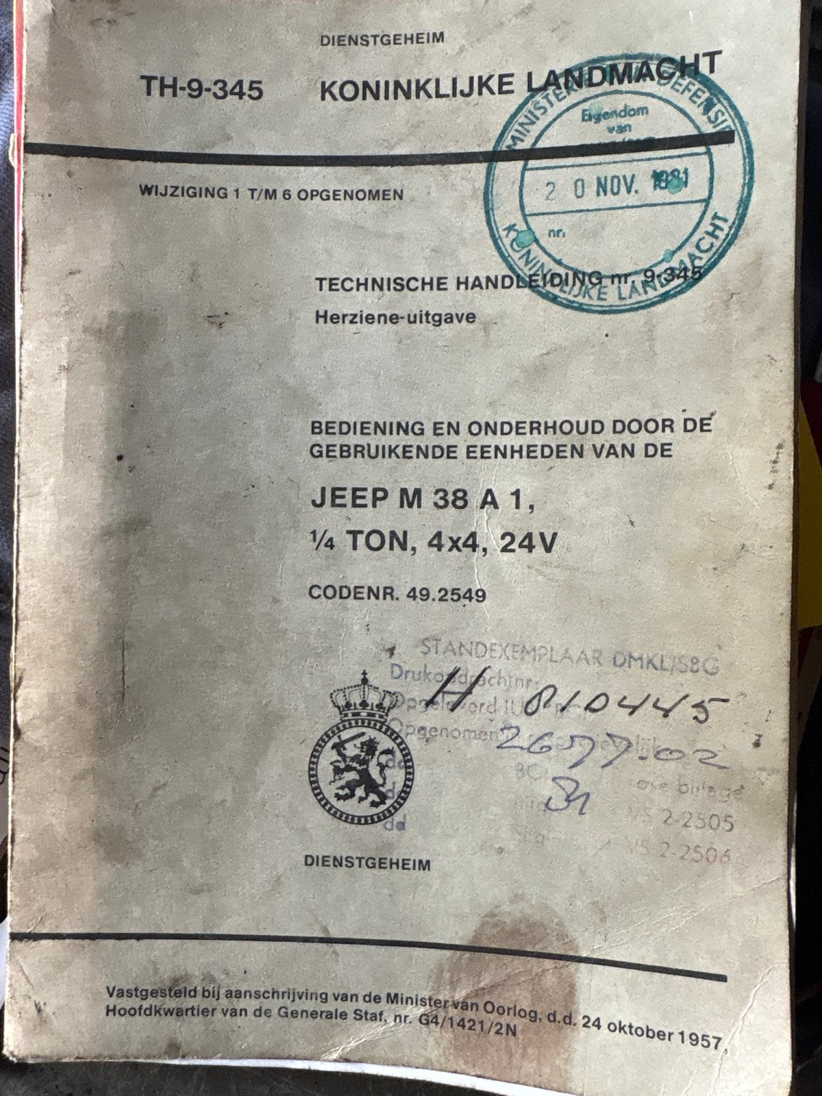 Jeep M38 A1 Technische Handleiding ( TH-9-345 ), Ophalen of Verzenden
